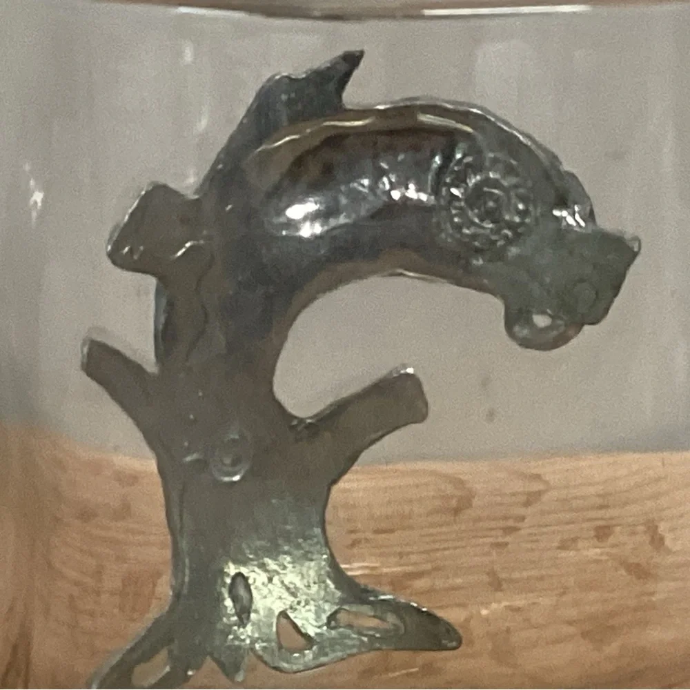 ⚫️ Vintage - Frankli Wild Pewter Leopard Whiskey Tumbler Glass - Rare